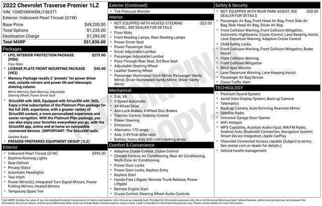 2022 Chevrolet Traverse AWD 1LZ