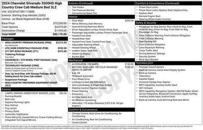 2024 Chevrolet Silverado 3500 HD Crew Cab Standard Box 4-Wheel Drive High Country