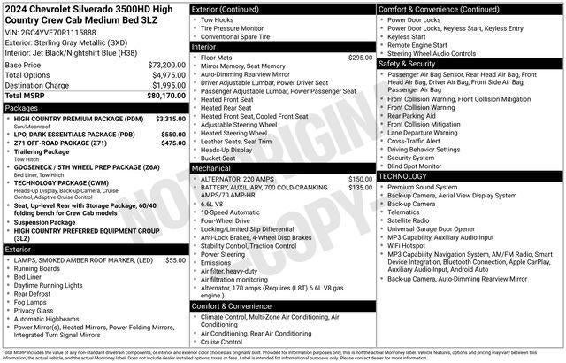 2024 Chevrolet Silverado 3500 HD Crew Cab Standard Box 4-Wheel Drive High Country