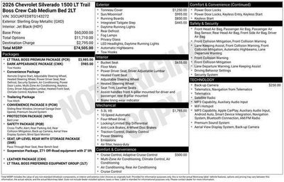 2026 Chevrolet Silverado 1500 Crew Cab Standard Box 4-Wheel Drive LT Trail Boss