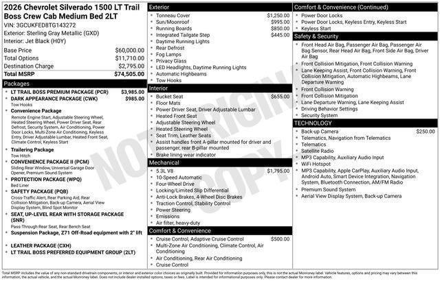 2026 Chevrolet Silverado 1500 Crew Cab Standard Box 4-Wheel Drive LT Trail Boss