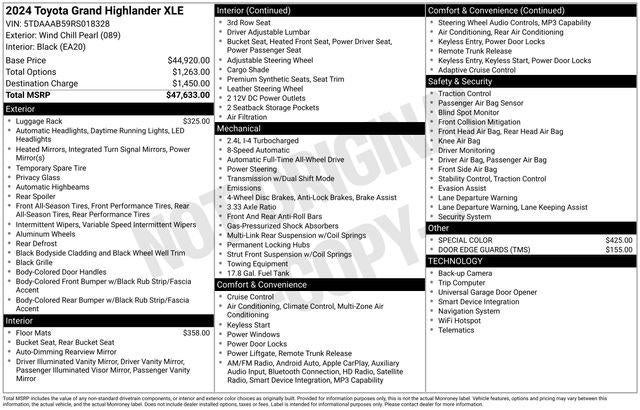 2024 Toyota Grand Highlander XLE AWD (Natl)